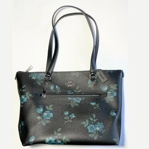 COACH Gallery Tote Victorian Floral Blue Black